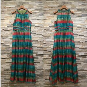 Kay Unger NY 16 Silk Maxi Dress | Beaded Neckline, Keyhole, Wedding, NWOT $468